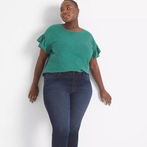 Lane Bryant Crew Neck Ruffle Tee Antique Green 18/20